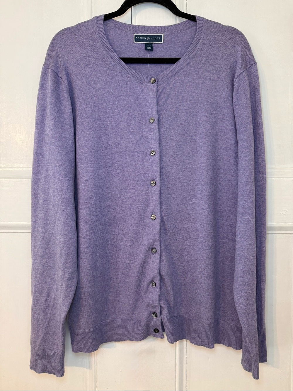 Karen Scott NWT Soft Lilac Heather Jersey Cardigan Sweater - XXL